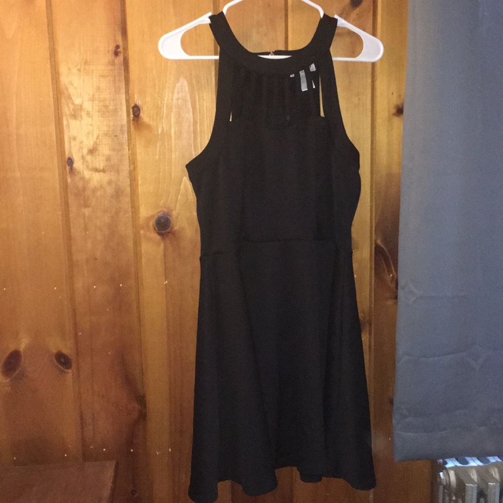 Little black dress with rectangular cutouts